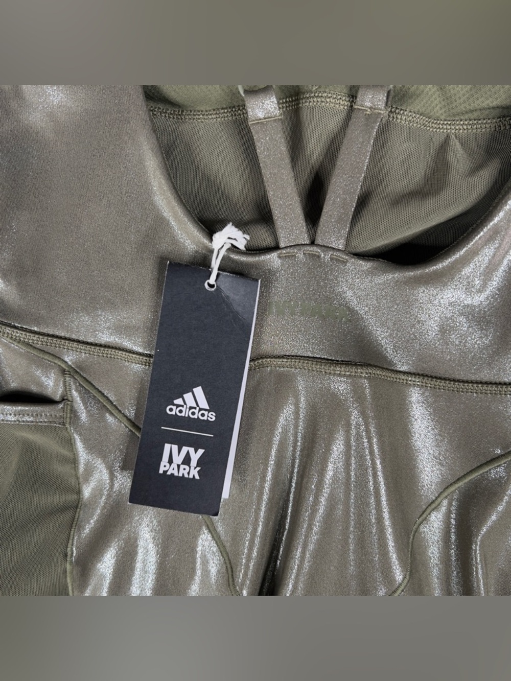 Ivy Park Beyonce x Adidas V-Neck Catsuit Women's Medium Metallic Dark Khaki NWT - Picture 7 of 11